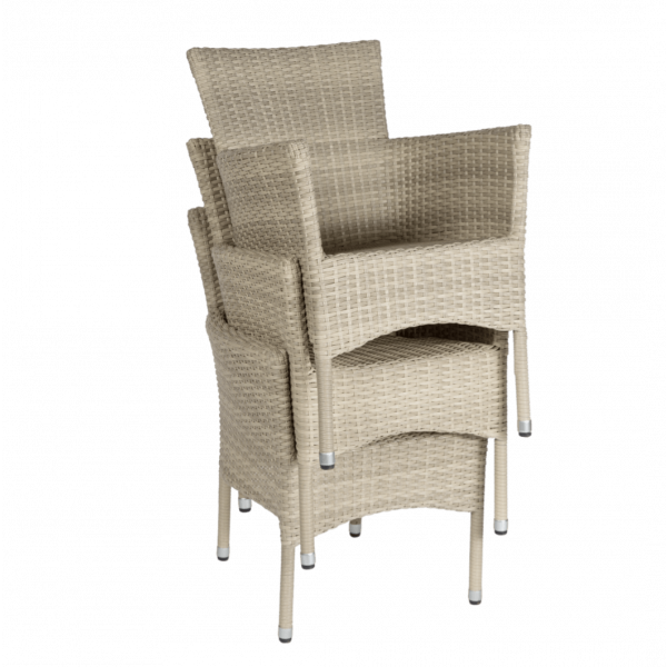 Set 8 kunststof stoelen + tafel 220x100 cm. - Afbeelding 3