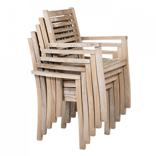 Gebruikte set 4 teakhouten stoelen + tafel 90x90 cm. - Afbeelding 4