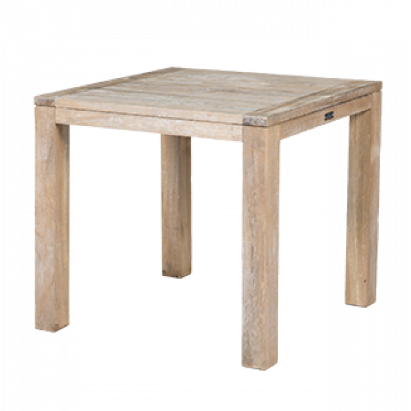 moed Peru Lagere school Gebruikte tafel 90×90 cm. Teakhout – Horeca Terras Service