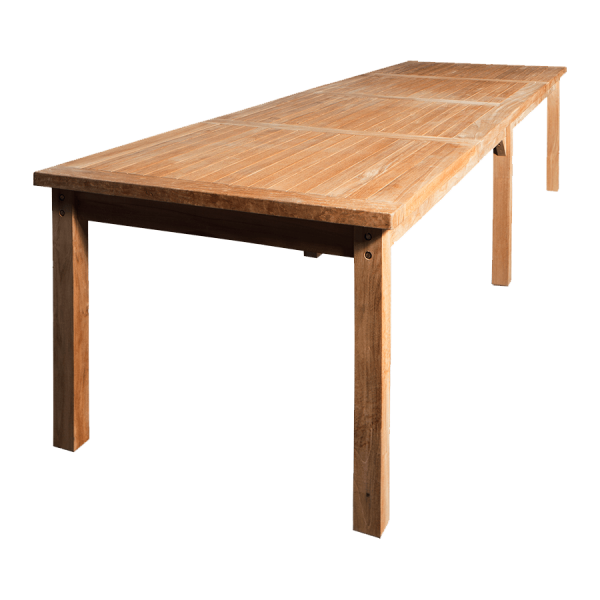 Showroommodel, teakhouten tafel 360x100 cm.