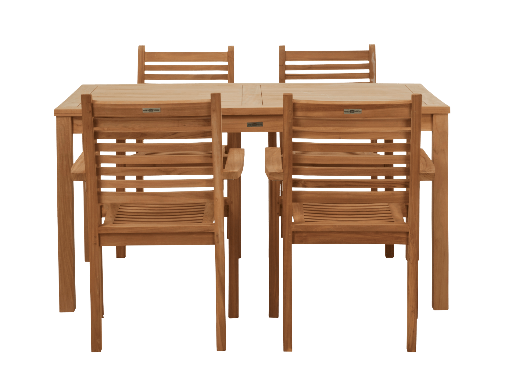 Voorzien aardolie Grondig Set 4 teakhouten stoelen + tafel 150×80 cm – Horeca Terras Service